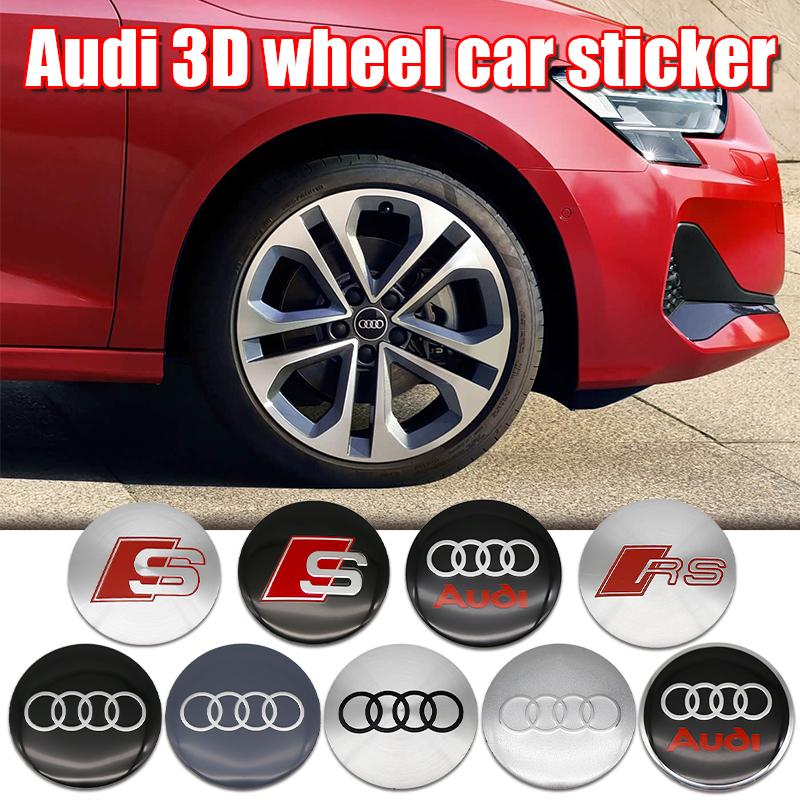 For Audi A5 Tire Decoration For Audi A4 B8 A3 8P A6 C7 8V B6 B7 B9 Q5 A1 A5 4PCS 56mm Car Emblem Wheel Hub Cap Decals Stickers Decoration