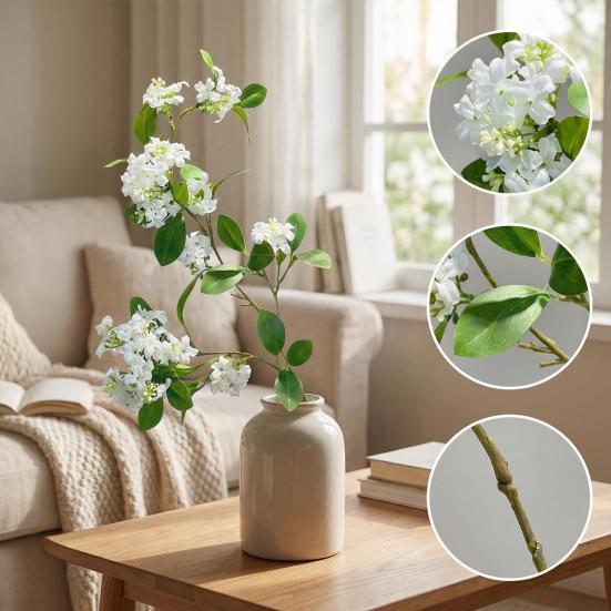 30" Künstliche Fliederblüten Falsche Rittersporn Löwenmaul Stiele Kunstseide Blumen Zweige für Floristik Hochzeit Zuhause Tischmittelstück