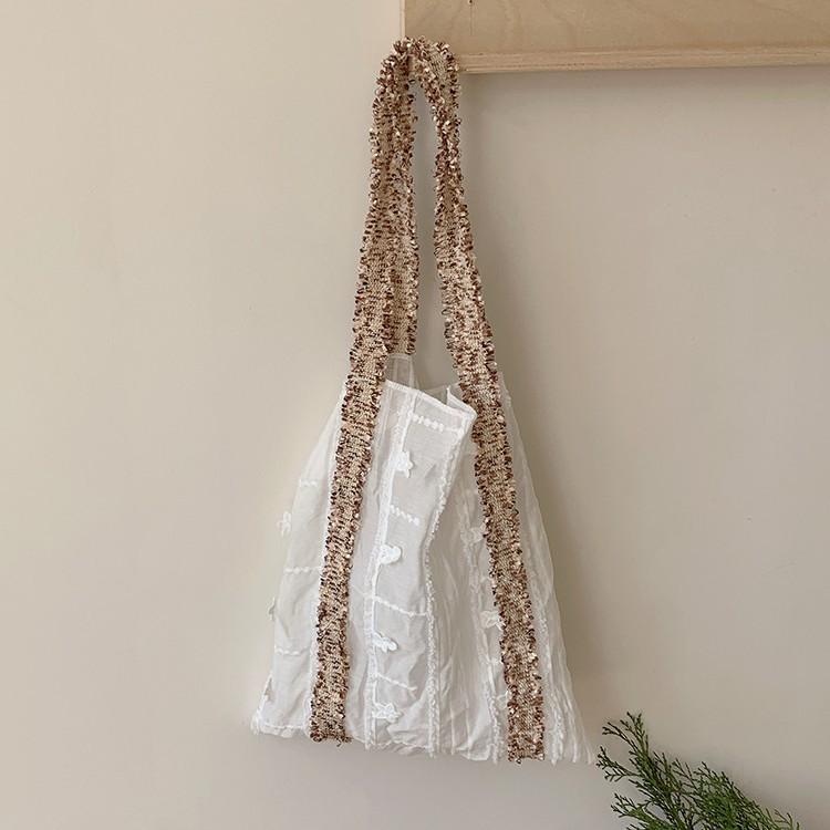 

Ранняя весна Ниша Дизайн Цветочная тесьма Текстура Летняя Холст Большая Вместимость Сумка На Плечо Портативная Сумка