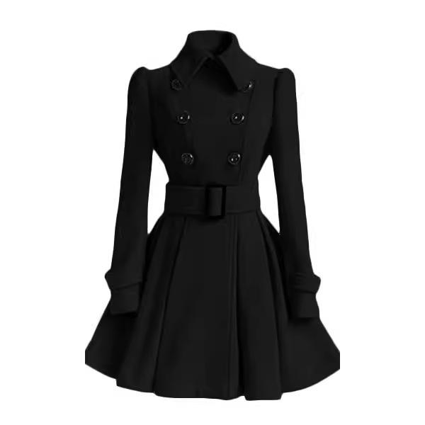 European and American Coats, Women's Slim-fitting Long Women's Woolen Coats, Belts, Woolen Coats, Women's