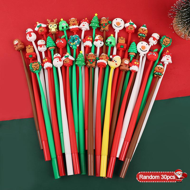5-30Pcs Cartoon Christmas Rocking Pens Kids New Year Gifts Stationery 2025 Christmas Party Decor Supplies Black Ink Writing Pen