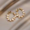1 Pair Hoop Earrings Baroque Faux Pearls Decor Korean Style Design Earrings Jewelry Gift Fashion Accessories