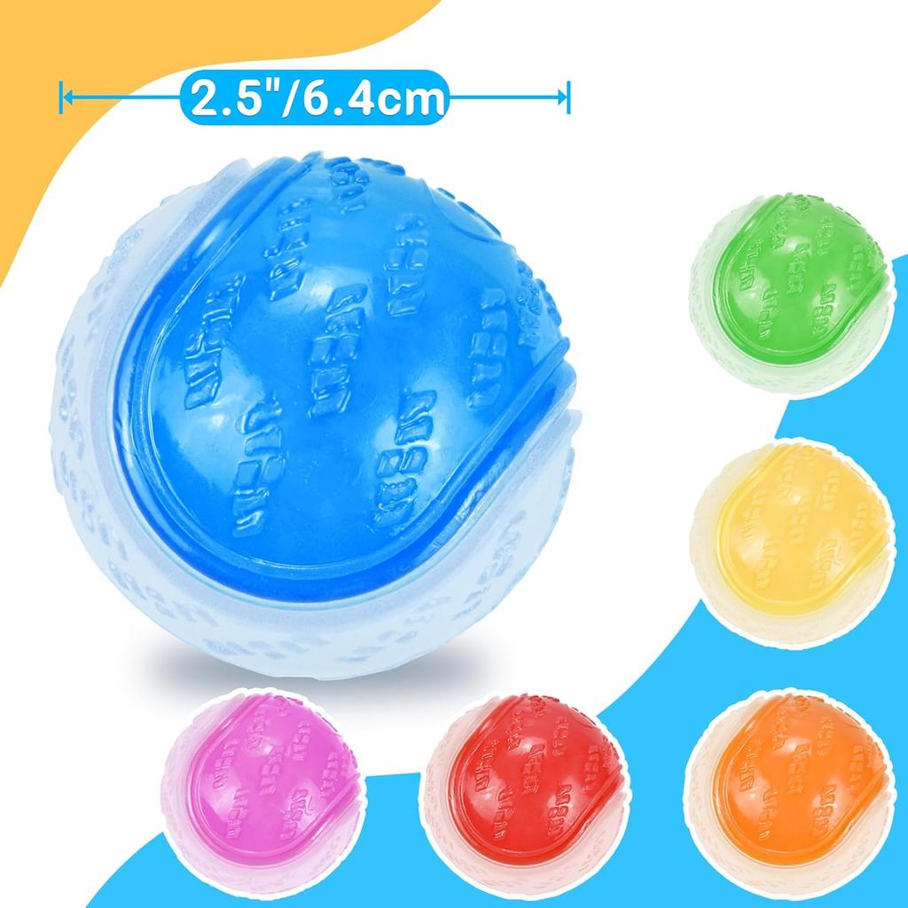 Glow Dog Ball Squeaky Dog Toy Ball, Dog Rubber Ball Toys for Small and Medium Dogs, Durable Dog Fetch Toys Puppy Chew Toys