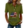 Damen Casual Knopfleiste Kurzarm Poloshirt Amerikanische Flagge Grafikdruck 250. Jahrestag Patriotisches Oberteil Leichtes Sommer-T-Shirt