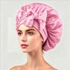 Silky Satin Sleep Cap with Tie-Up Ribbon for Women - Hair Care Hat