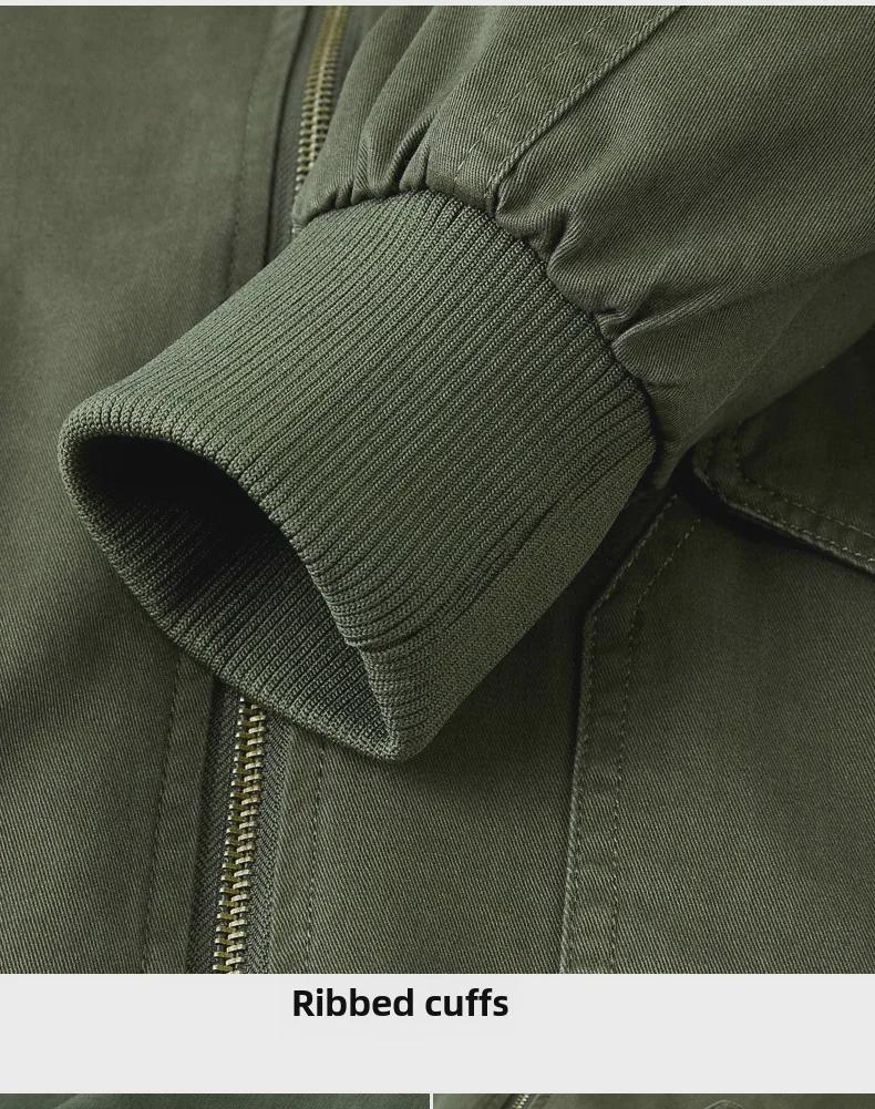 Męska Wiosenno-Jesienna Moda Odzież Robocza Kurtka Baseballowa Typu Pilotka - Duży Rozmiar Casualowa