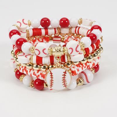 Basketball Game Day Bracelets for Women Stackable Beaded Stretch Accessories