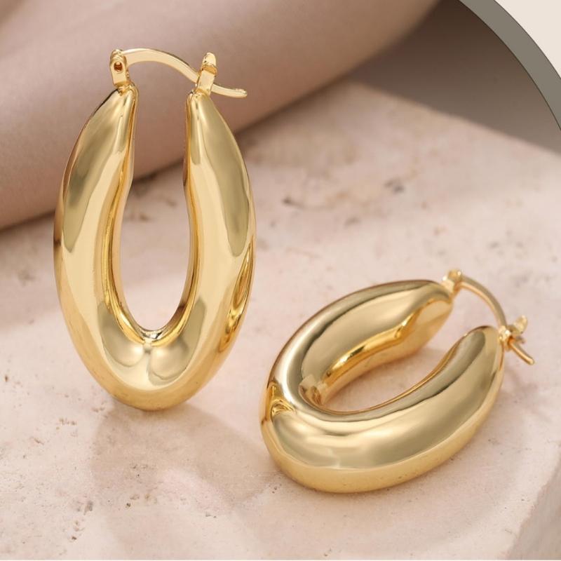Stylish Hollow Oval Earrings Dangle Earrings Comfortable Ear Jewelry Copper Texture Suitable for Daily and Party Wear