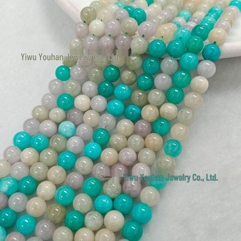 Natural White Stone Enhanced 6-10mm Round Beads String for Three-Color Alxa Bracelet Necklace Accessories