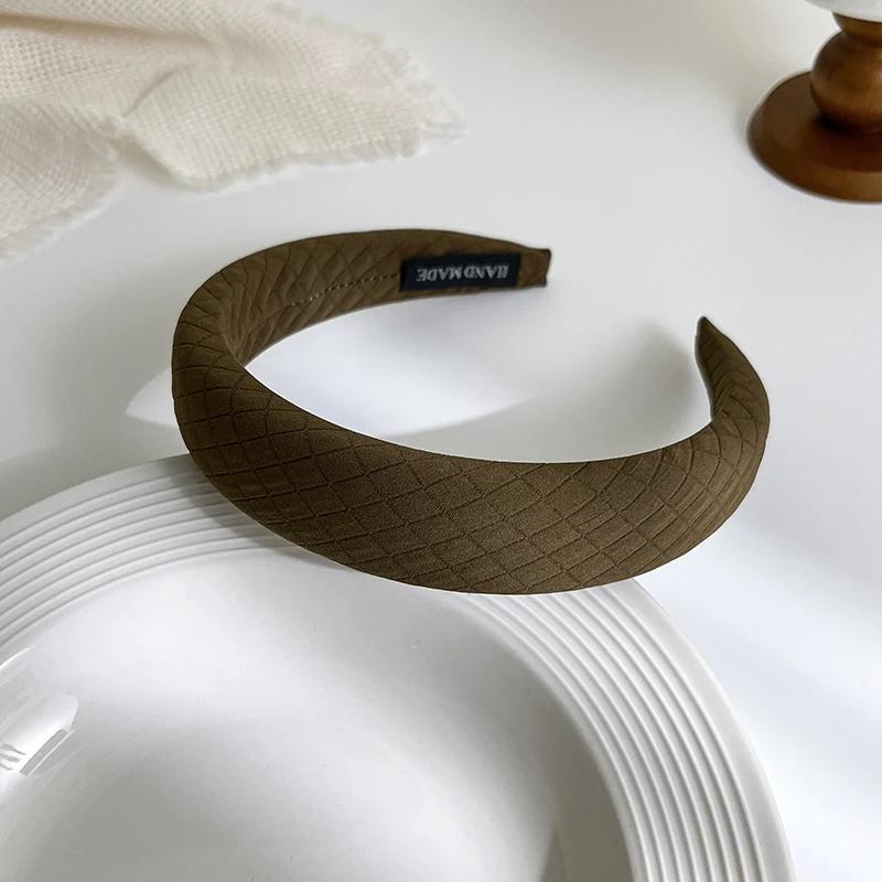 French Vintage Wide-brimmed Headband Women Rhombus Sponge Fabric Hair Band Fixed Face Wash Hoop Girls Hair Accessories