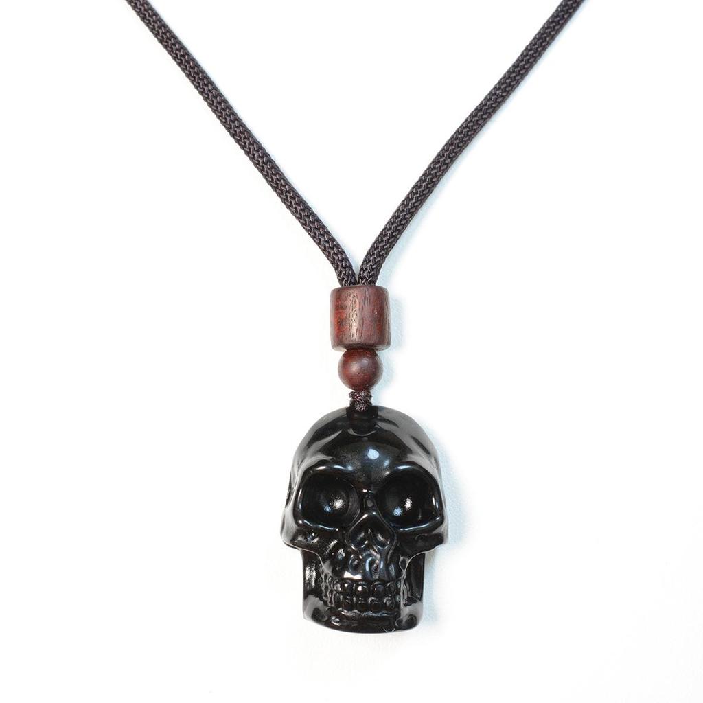 Obsidian Skull Halloween Crystal Pendant Necklace Ornaments