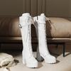 Women's High-heeled Boots for Autumn and Winter, Waterproof Platform, Thick Heel, Motorcycle Boots, Oversized Roman Women's Boots