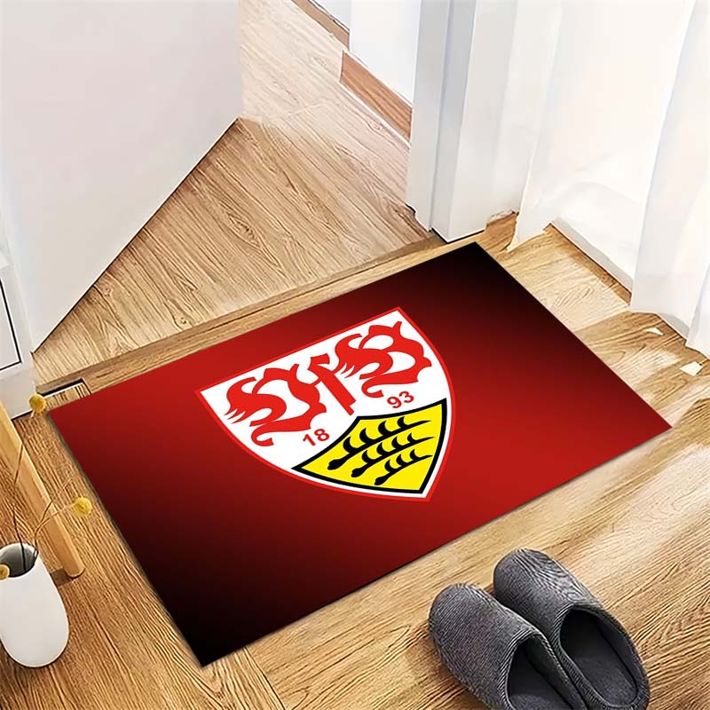 VfB Stuttgart Simple Gradient Club Crest Area Rug, Non Slip Floor Mat for Living Room Bedroom Soccer Fan Home Decor