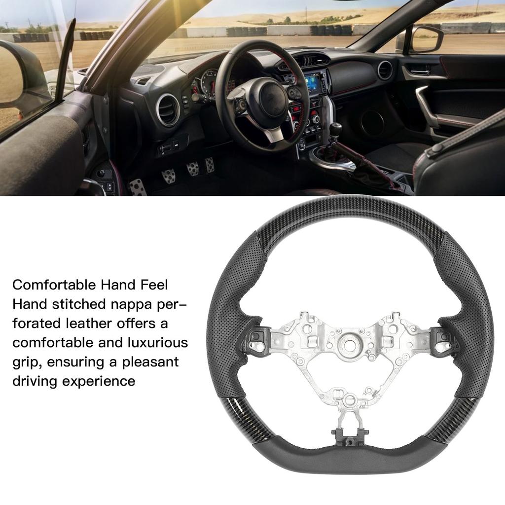 Hydro‑Dip Steering Wheel Perforated Leather Flat Bottom Replacement for Subaru BRZ ZC6 2017 to 2021 Carbon Fiber Style