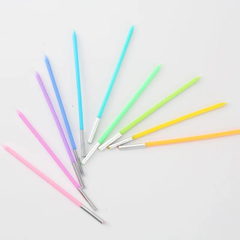 1Set Long Rainbow Cake Candles Birthday Candles Long Thin Candles In Holders for Birthday Wedding Party Cake Decorations