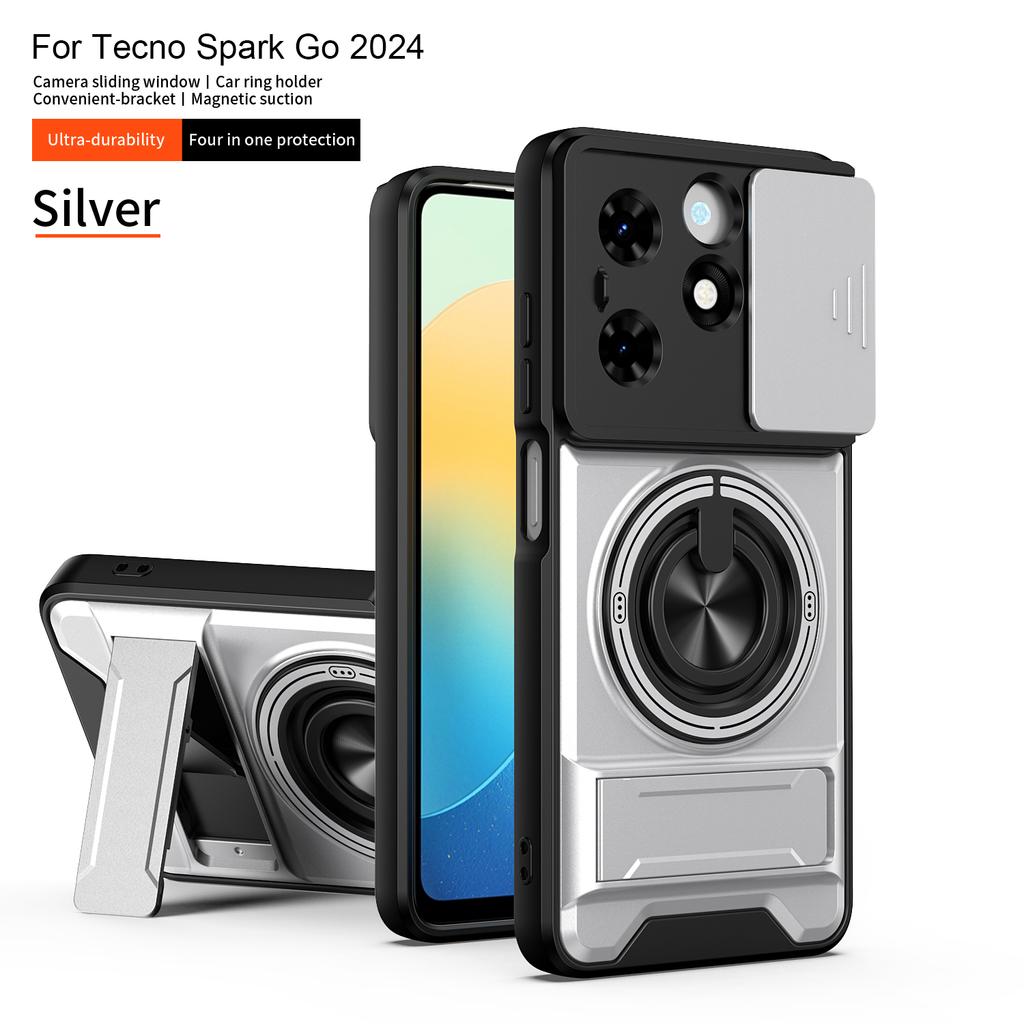 For Tecno Spark Go 2026 Case Tecno Spark 20C 20 Cover POP 8 Magsafe Magnetic Fold Holder Military Armor Camera Protection Cover