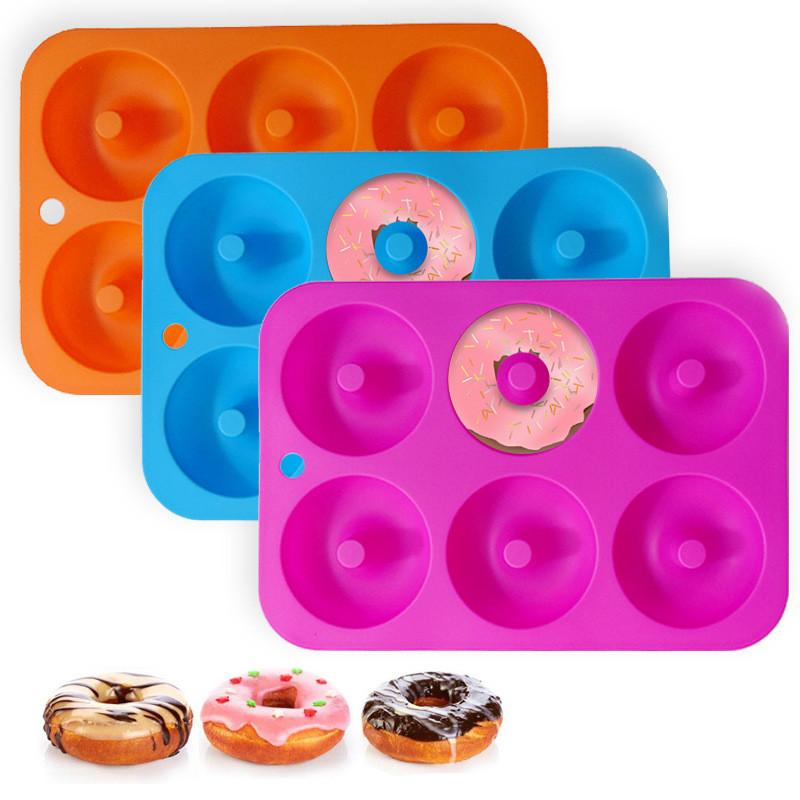 6 Hole Silicone Donut Mold DIY Cookie Chocolate Mould Non-Stick Cake Dessert Bakeware Heat Resistant Baking Pastry Tools