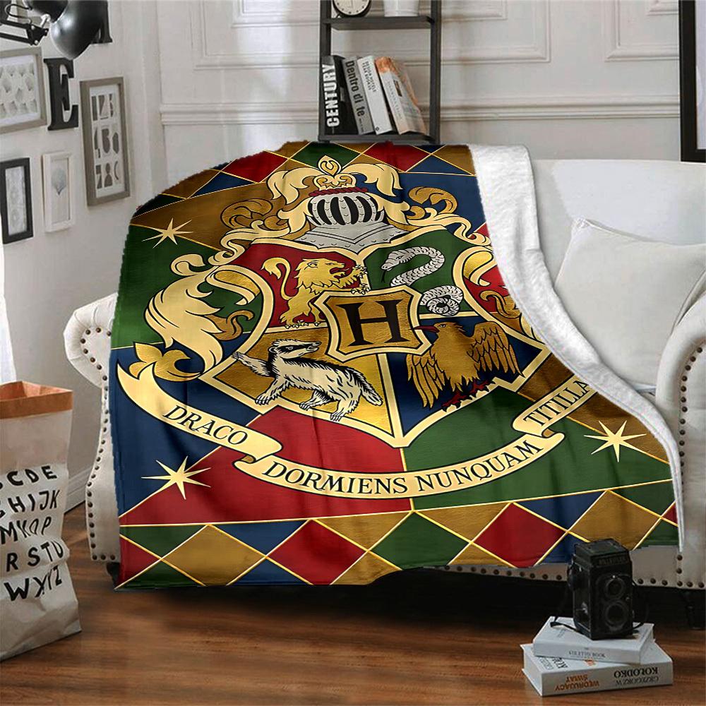 1pc Harry Potter Flannel Throw Blanket - HD Printed Lightweight Soft Warm All-Season Blanket for Sofa, Bed, Travel, Camping 052