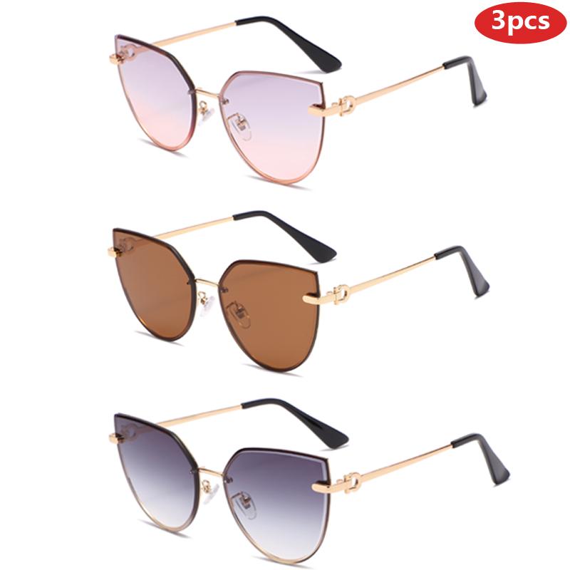 

3 шт. в упаковке, модные квадратные солнцезащитные очки для женщин с защитой от ультрафиолета, женские, с большой оправой, с градиентом, фирменные дизайнерские очки