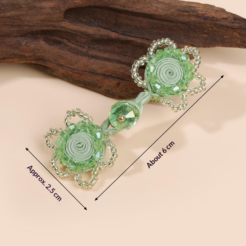 Traditional Handmade Frog Buttons Chinese Style Faux Pearl Green Bead for Cheongsam DIY Craft Sewing Apparel Decoration