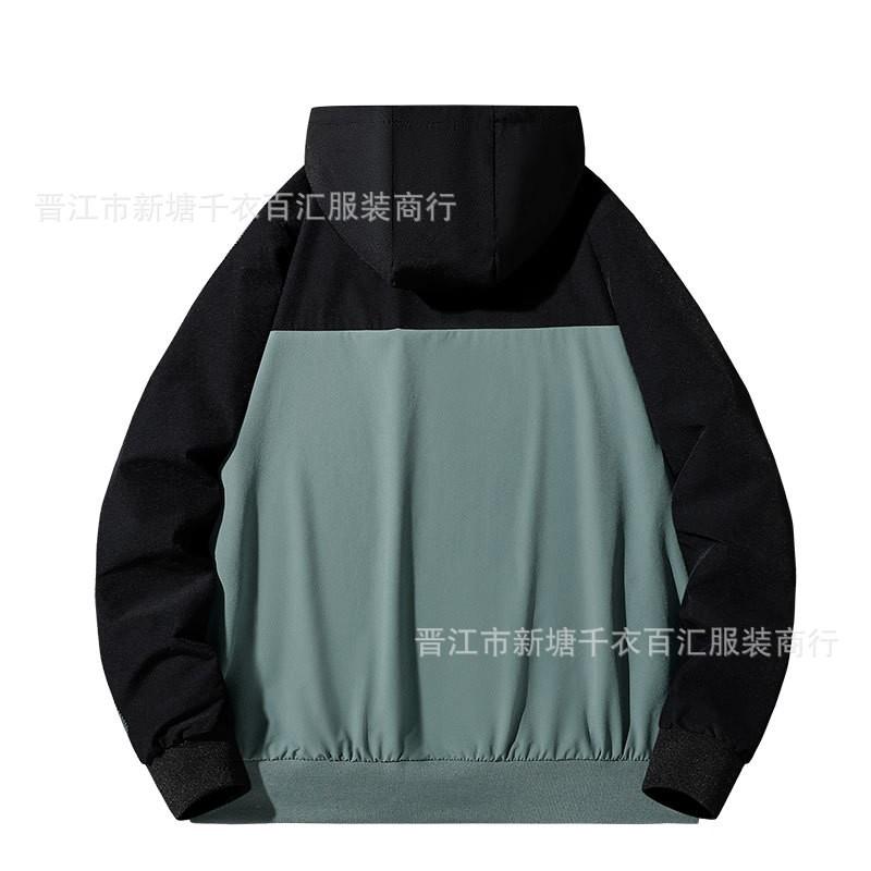 Mens Outdoor Windbreaker Jacket Breathable Color Block Cotton Blend Coat Hiking