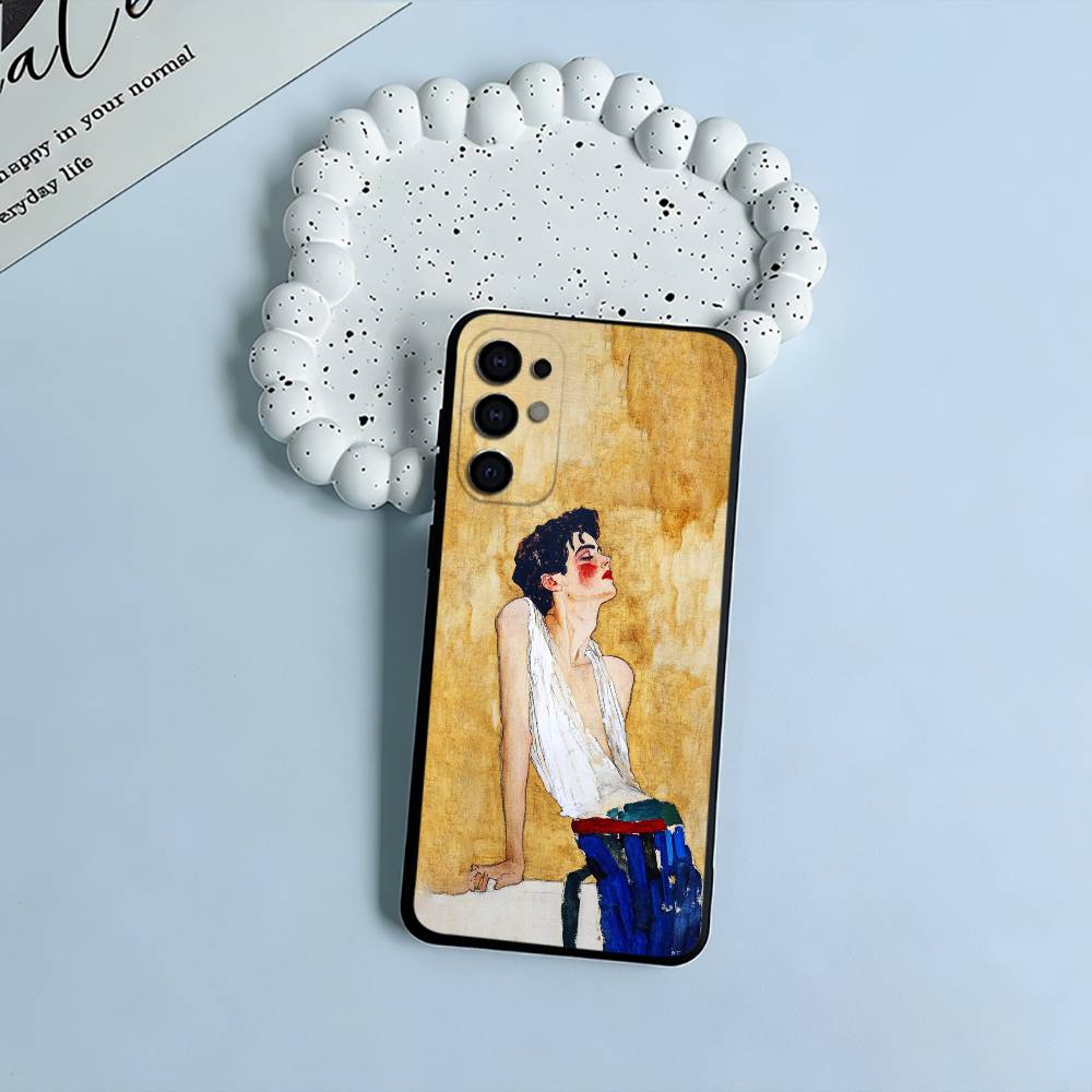 E-Egon S-Schiele Black Soft Silicone Phone Case for Samsung S25, S24, S21, S22, S23, S30, Ultra, S20, Plus, FE, Lite