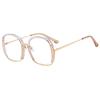 Personalized Round Large Frame Flat Mirror, Metal Anti-Blue Frame Glasses