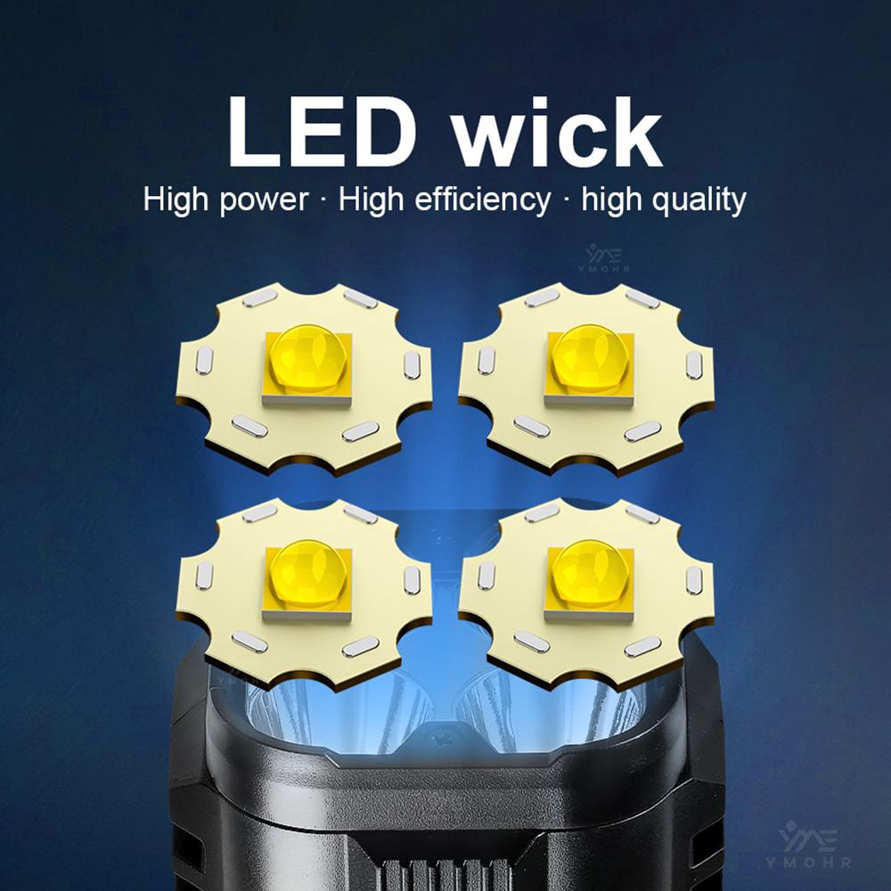 7 LED High-power LED Strong Light Flashlight 18650 USB C Rechargeable with Side Light Multifunctional Outdoor Hiking Camping Light