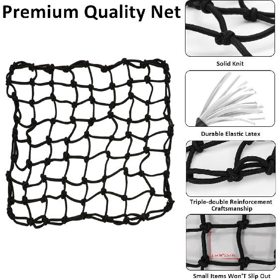 2 Pack Motorcycle Cargo Net, Heavy Duty Bungee Net For Helmet, Small Elastic Mesh, Luggage Cargo Nets With Adjustable Hooks, Elastic Cargo Mesh For