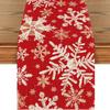Christmas Snowflake Table Runner Durable Linen Dining Tablecloth Stain Resistant Holiday Decor