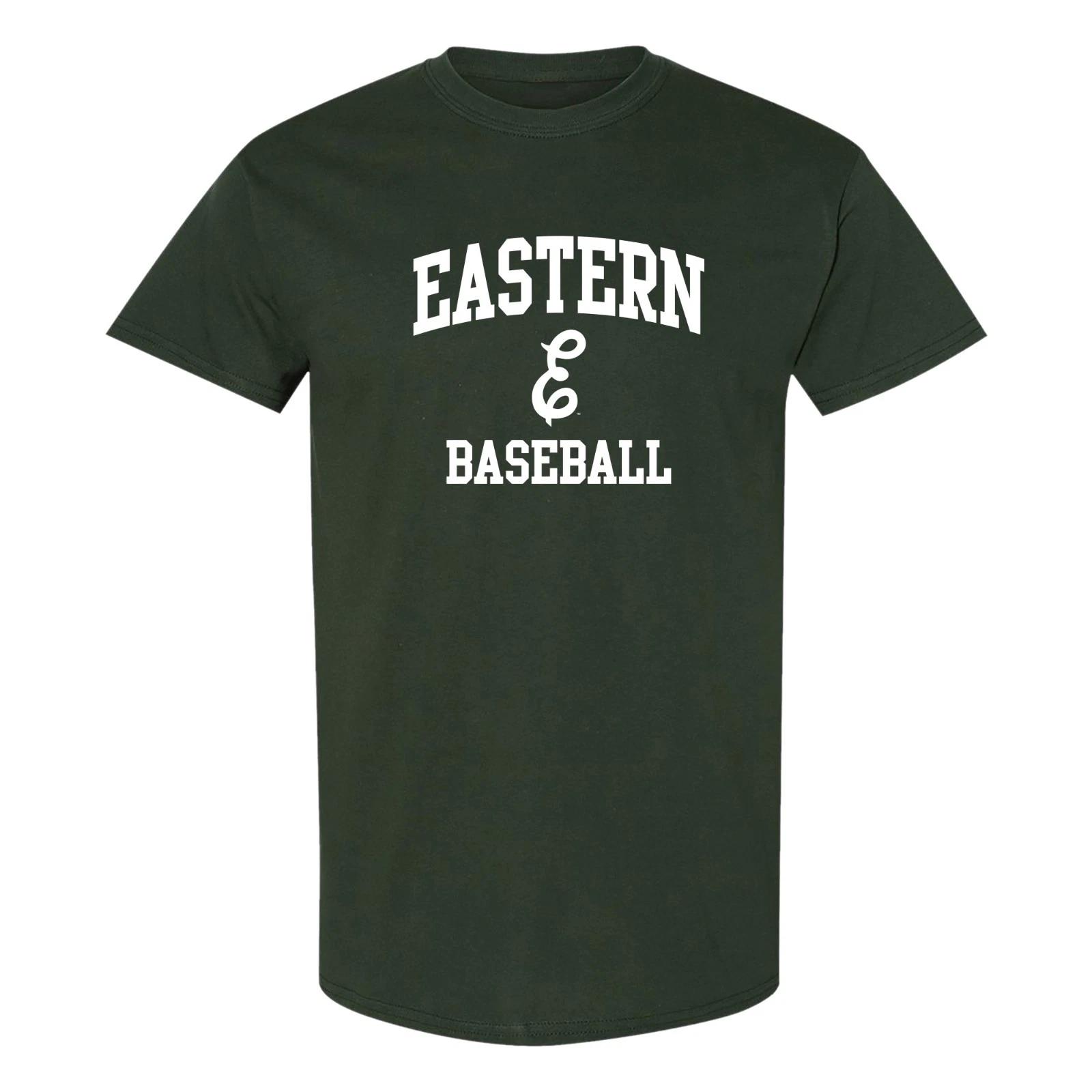 Eastern Michigan Arch Logo Baseball T-Shirt - Forest 4XL