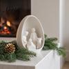 Minimalist Religious Decor Mini Nativity Scene Figurine, Christmas with Holy Family in Egg, Unique Souvenirs 3D Printed Tabletop Ornament for