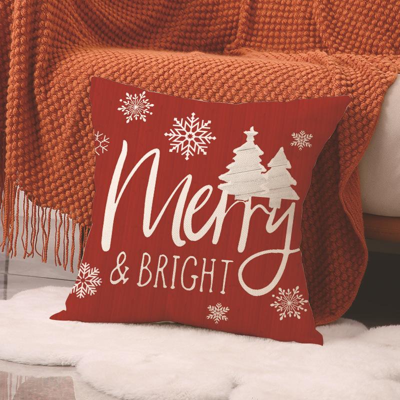 Neuer Weihnachts-Überwurfkissenbezug, Winterthema Dekorativer Kissenbezug, Leinen Bedrucktes Sofakissen