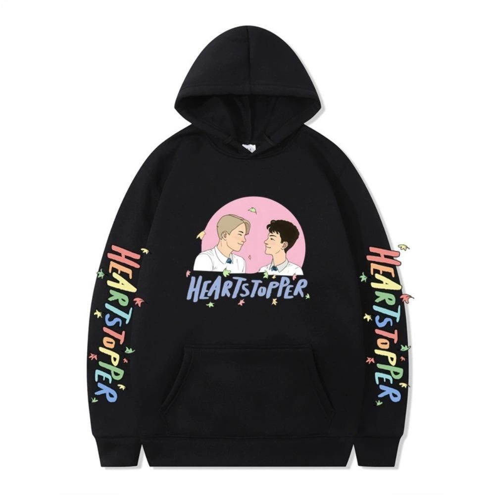 

Heartstopper Printed Hoodies 2026 Vintage Nick and Charlie Hoodie Men and Women Hip-hop Sports Pullover Sweatshirt XS чёрный