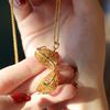 Gold-Plated S925 Sterling Silver Hollow Ball Pendant Necklace with Openable Clavicle Chain