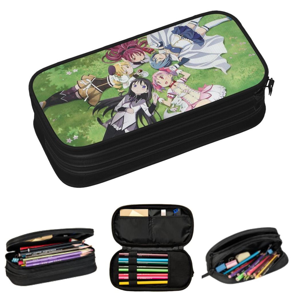 Mahou Shoujo Homura Akemi Madoka Magica Anime Pencil Cases for Students School Pen Box Pencil Bag Big Capacity Pencil Pouch