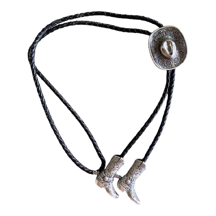 

Retros Shirt Chain Bolo Collar Rope Leather Necklace Tie Business Men Necktie Western Accessory 1