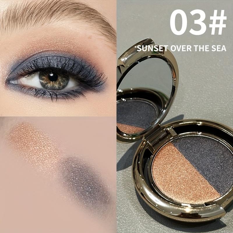Dual-Tone Eyeshadow Shimmer & Smoky Brown/Blue-Black Multi-Color Eyeshadow Palette - Wet/Dry Formula, Long-Lasting Waterproof & Sweatproof Eyeshadow