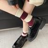 1 Pair Mid-tube Socks Striped Print Bowknot Patten College Style Socks Elastic Warm Socks Versatile Footwear Accessory