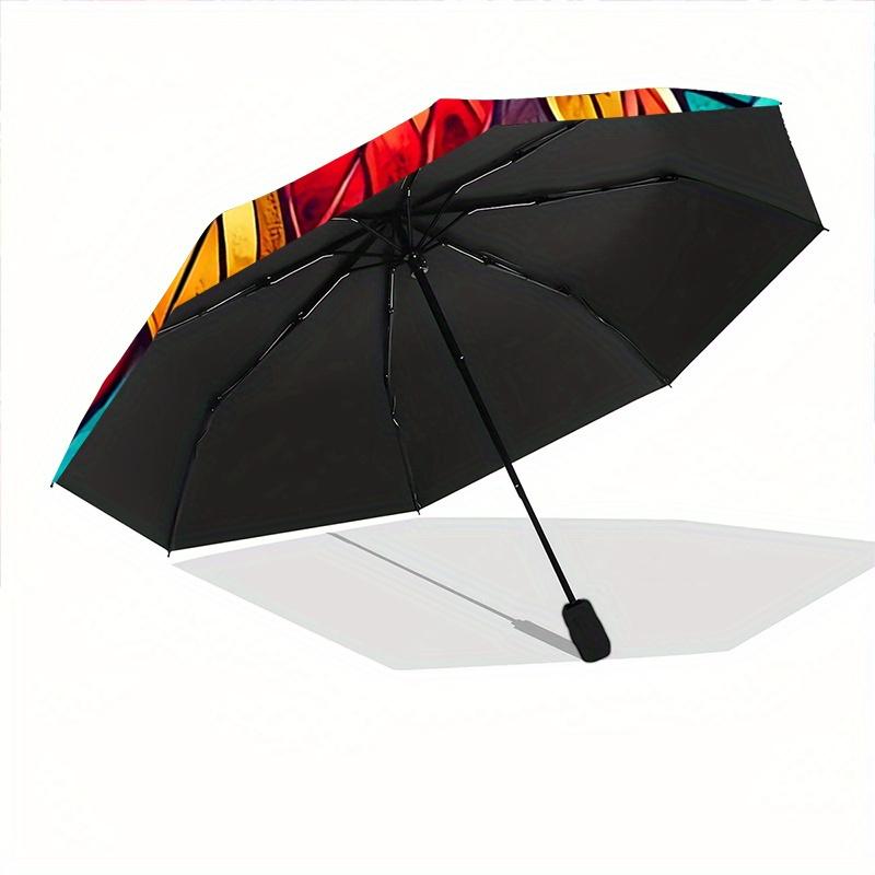 1pc Colorful Owl Pattern Automatic Opening and Closing Umbrella - Lightweight 3-Fold Design, Suitable for Fans, Travel, Daily Use - Official Prod