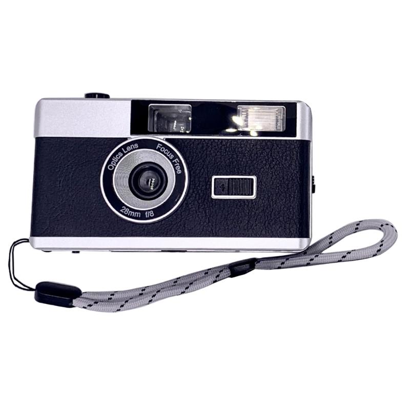 Classic 35mm Film Camera with Built in Flash Reusable Camera for Hobbyist Photographers чёрный