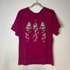 VTG Fuchsia Bluebird Bird Floral Screen Print Graphic T-shirt Cottagecore M/L