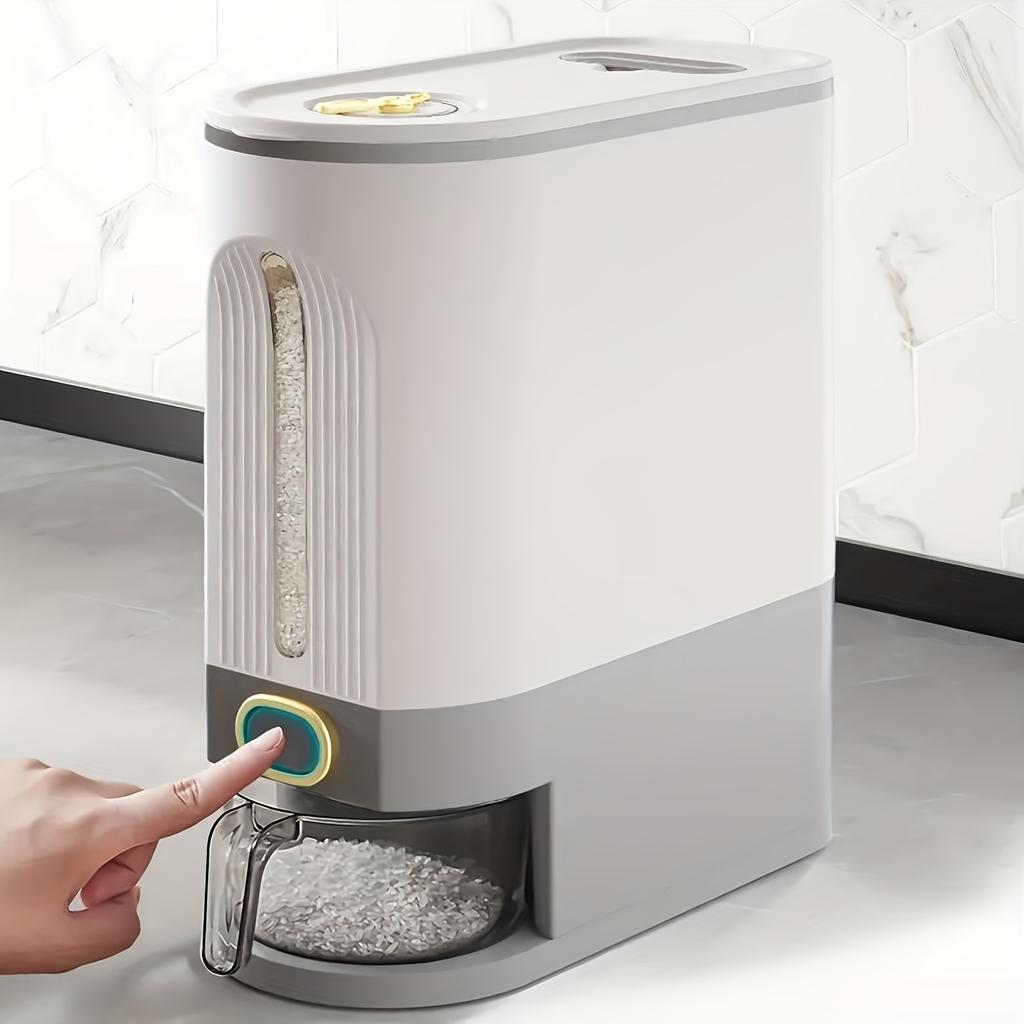 Large Capacity Rice Bucket With Measuring Cup Airtight Rice Dispenser Cereal Moisture-proof Storage Container for Home Kitchen