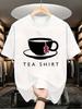 British Tea Lovers -Shirt - UK Flag in Teacup Design with TEA SHIRT Print, Loose Fit Casual Round Neck Black Shirt