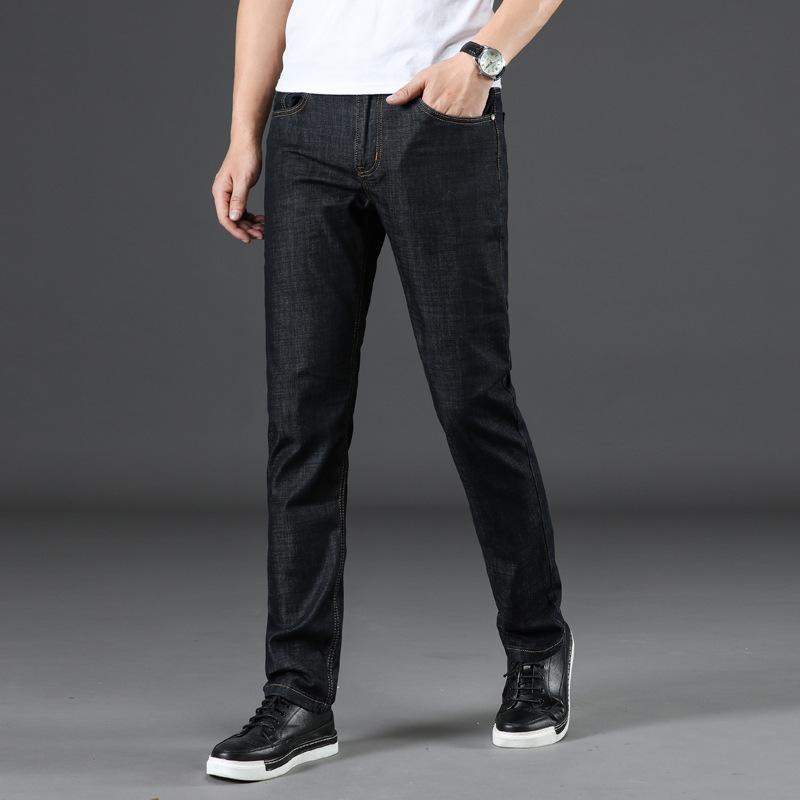 

Весенне-летние тонкие корейские джинсы, мужские джинсы, прямые брюки, повседневные большие эластичные модные мужские брюки 38