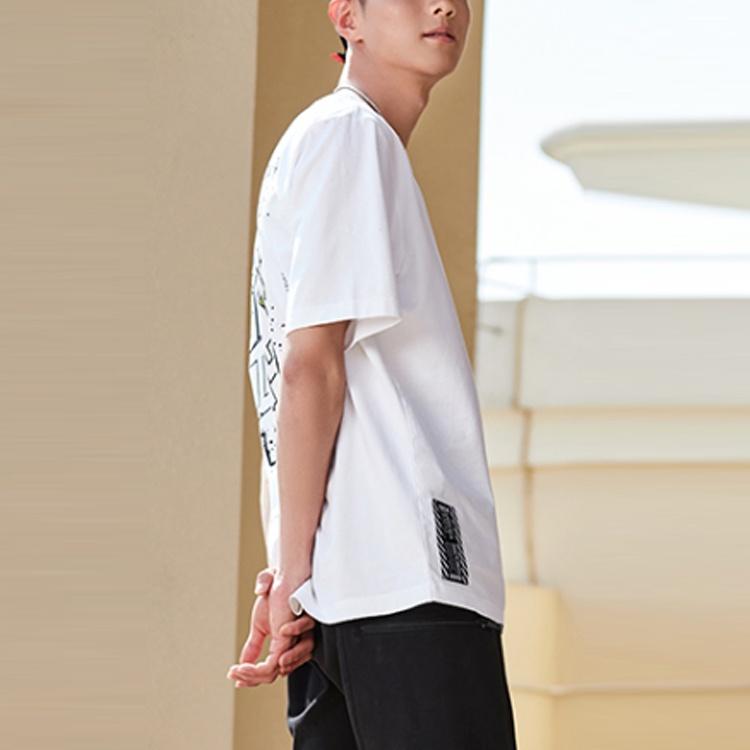 Li-Ning X Disney T-Shirts Unisex White Crew Neck Moderate Straight Fit AHSR546-1
