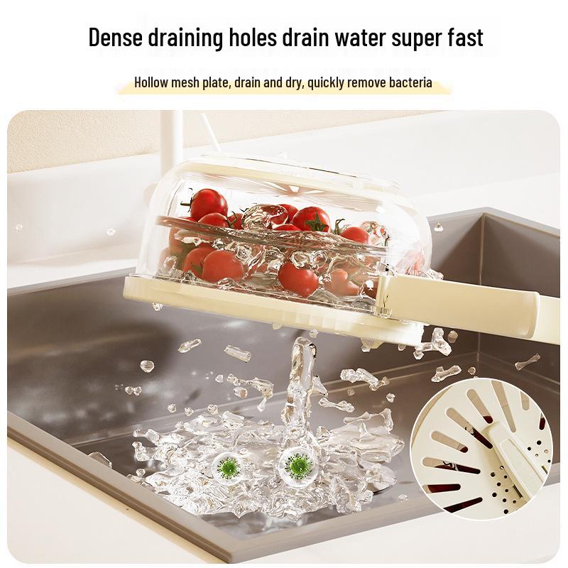 Multifunctional Draining Bowl & Refrigerator Storage Box with Foldable Handle – Keeps Hands Dry
