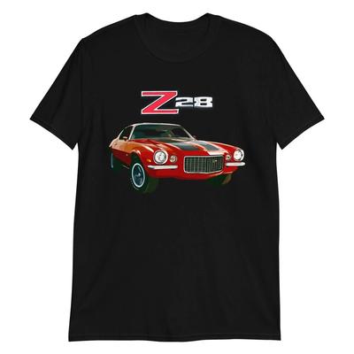 1971. gada Chevy Camaro Z28 Sporta Kupeja Īsām Piedurknēm Unisex 100% Kokvilnas T-krekls Vīriešu T-krekli Augšdaļa