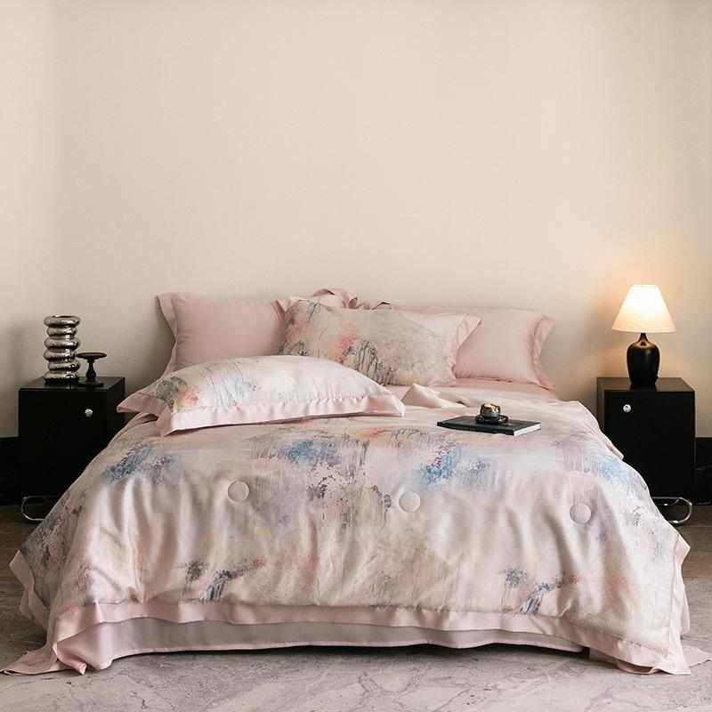 Luxury 100% Lyocell Tencel Summer Quilt Set Four-Piece Air Conditioning Quilt High-End Sensation A-Class Baby-Friendly Bedding