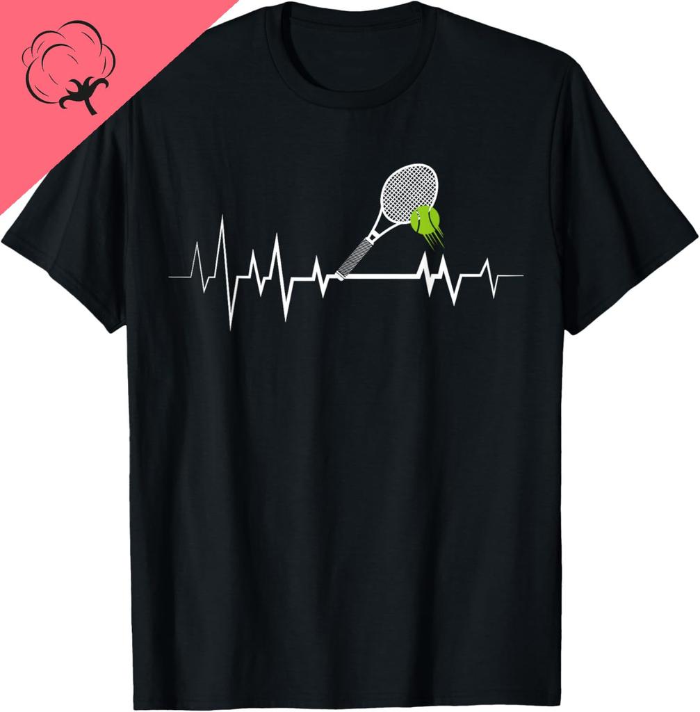 Tennis Heartbeat Shirt Sports Lover Tee TShirt Unisex Summer Streetwear Tops Cotton Funny Shirt Mens Clothing Ropa Hombre